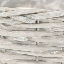 Artikel Kurvesæt i flet, hvidgrå, shabby chic dekoration, 3 dele