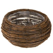 Artikel Plantekurv rund med folie flettet kurv brun Ø32/23cm sæt med 2 stk
