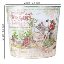 Artikel Rund metalplante/blomsterpotte Fresh Garden H21cm
