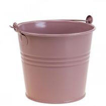 Plantekrukke vintage dekorativ metalspand gammel pink Ø16cm H24cm