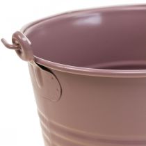 Plantekrukke vintage dekorativ metalspand gammel pink Ø16cm H24cm