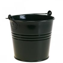 Plantekasse Vintage Deco Metalspand Mørkegrøn Ø16 H24cm