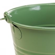Plantekasse vintage dekorativ metalspand lysegrøn Ø16cm H24cm