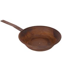 Artikel Plantebakke, rustfarvet pande med håndtag, metalplantekasse, Ø31 cm