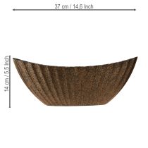 Artikel Planteskål med riller oval båd antracit guld 36cm