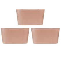 Artikel Planteskål oval pynteskål plast lyserød brun 20×10×11cm 3stk