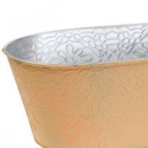 Planteskål metal blomsterskål oval orange 25x14,5x10cm