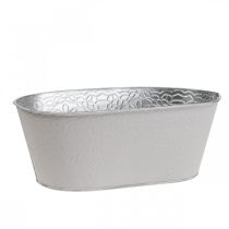 Planteskål metal blomsterskål oval creme 25x14,5x10cm