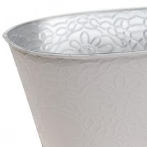 Planteskål metal blomsterskål oval creme 25x14,5x10cm