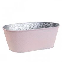 Planteskål metal blomsterskål oval pink 25x14,5x10cm