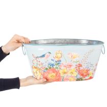 Artikel Planteskåle, forår, plantekasser til blomster/fugle, oval metalbeholder L39/31/24,5 cm, sæt med 3