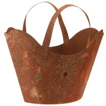 Artikel Plantepose metal dekorativ plantekasse rust med håndtag H37cm