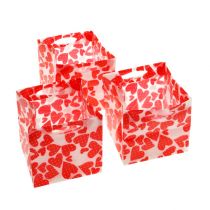 Plantepose hjerte mønster 9,5cm x 9,5cm x 9cm 12stk