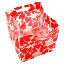 Plantepose hjerte mønster 9,5cm x 9,5cm x 9cm 12stk