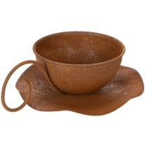 Artikel Vintage rustfarvet urtepotte og underkop, Ø17,5 cm H6 cm