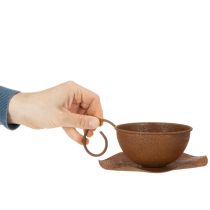 Artikel Vintage rustfarvet urtepotte og underkop, Ø17,5 cm H6 cm