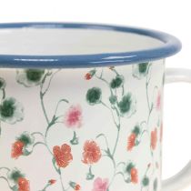 Artikel Plantekop emalje dekorativ kop blomstermotiver Ø11cm