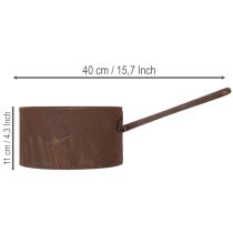 Artikel Metal urtepotte, rustfarvet pande, dekorativ genstand, Ø20 cm H11 cm