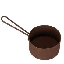 Artikel Metal urtepotte, rustfarvet pande, dekorativ genstand, Ø20 cm H11 cm