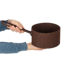 Artikel Metal urtepotte, rustfarvet pande, dekorativ genstand, Ø20 cm H11 cm