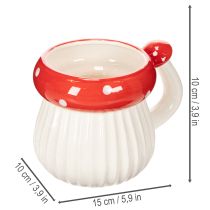 Artikel Keramikkrus med fluesvamp-motiv til dekoration, 10 cm
