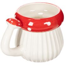 Artikel Keramikkrus med fluesvamp-motiv til dekoration, 10 cm