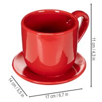 Artikel Stor dekorativ kop med underkop, egnet som urtepotte, 17 cm