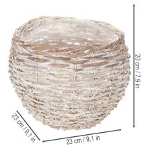 Artikel Rund flettet kurv, stor dekorativ kurv til plantning, 23 cm