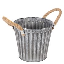 Artikel Metalplantepotte, dekorativ potte med håndtag, plantekasse, cachepot Ø16,5 cm