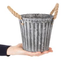 Artikel Metalplantepotte, dekorativ potte med håndtag, plantekasse, cachepot Ø16,5 cm