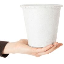 Artikel Urtepotte med ornamenter, cachepot, metalbeholder, hvid, Ø15,5 cm, H14,5 cm