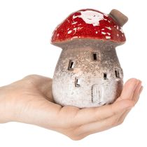 Artikel Svampehus Fyrhus Dekorativ Figur Fluesvamp med Skorsten 10cm 2 stk.