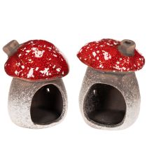 Artikel Svampehus Fyrhus Dekorativ Figur Fluesvamp med Skorsten 10cm 2 stk.