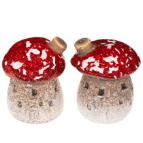 Artikel Dekoration af svampehus miniature fluesvamp 6 cm 2 stk.