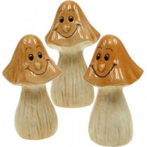 Artikel Deco svampe keramiske brune efterårsdekorationsfigurer Ø6cm H10,5cm 3 stk.