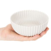 Artikel Rund, ribbet skål i hvid til alsidig dekoration, 15 cm, 2 stk.