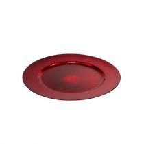 Plastplade Ø25cm rød med glasureffekt