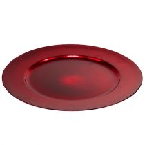 Plastplade Ø33cm rød med glaseret effekt