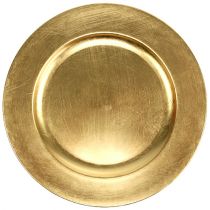 Plastplade Ø33cm guld med bladguld effekt