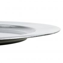 Artikel Plastplade sølv Ø33cm med glasur effekt