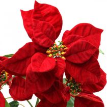Kunstig julestjerne rød stilkblomst 3 blomster 85cm