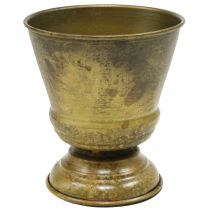 Vintage plantekasse metal kop vase messing Ø11.5cm H13.5cm