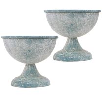 Artikel Kopskål Lille Metal Blå Hvid Antik Ø12cm H10,5cm 2stk