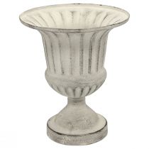 Kop Vase Metal Deco Shabby Chic Hvid Grå H24cm Ø20cm