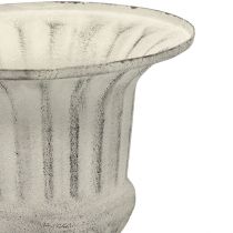 Kop Vase Metal Deco Shabby Chic Hvid Grå H24cm Ø20cm