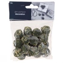 Artikel Pomponer med glittergrøn 2,5cm pomponer 2 poser – 24 stk