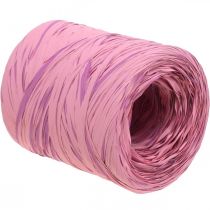 Artikel Raffia multifarvet gavebånd pink-pink, blomsterhandlerartikler, dekorativt bånd L200m