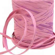 Raffia flerfarvet gavebånd pink-pink, blomsterhandlerartikler, dekorativt bånd L200m