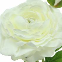 Artikel Kunstig blomst ranunculus med blomst og knopp hvid H34cm