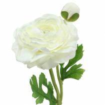 Artikel Kunstig blomst ranunculus med blomst og knopp hvid H34cm